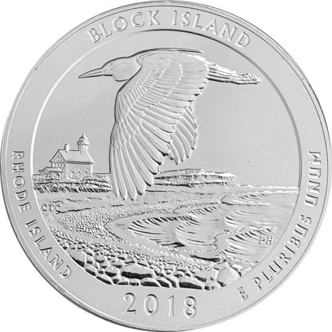 America the Beautiful 5 Unzen Silber Block Island 2018