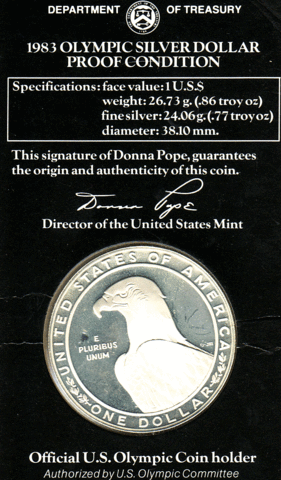 1 Dollar USA, Silbermünze 1983, Olympische Spiele