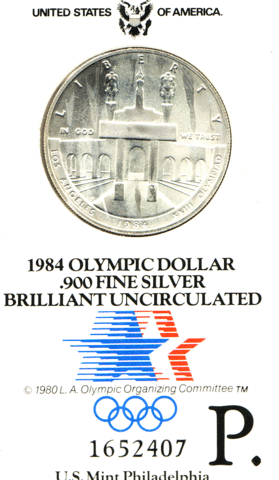 1 Dollar USA, Silbermünze 1984, Olympische Spiele, Los Angeles