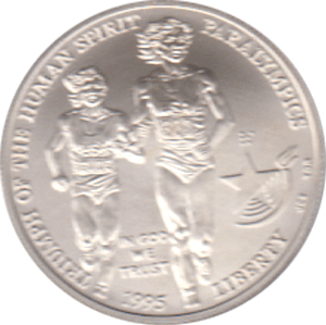 1 Dollar, USA 1995, Paralympics Atlanta, Blinde Läufering mit Führerin