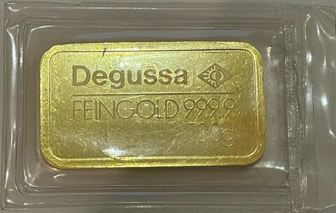 Goldbarren 100 Gramm Degussa geprägt alt