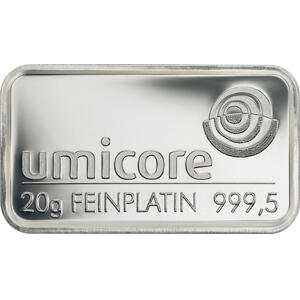 Platinbarren 20 Gramm Heraeus Umicore Degussa kaufen und verkaufen