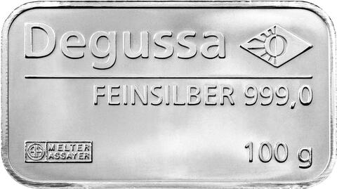 Silberbarren 100 Gramm Degussa