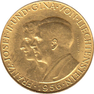 25 Franken Liechtenstein Goldmünze Prince Franz Josef II 1956
