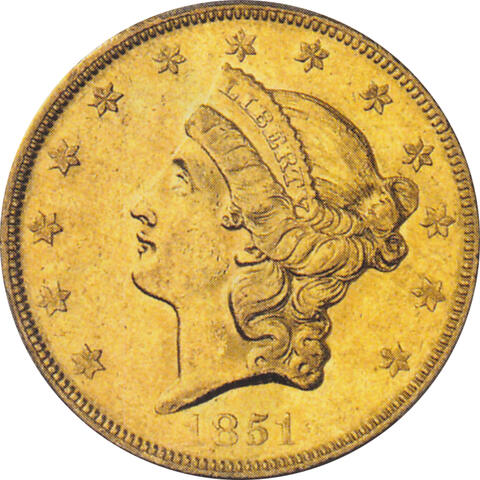 20 Dollar American Liberty Head 1851