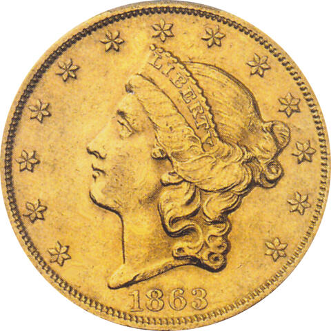 20 Dollar American Liberty Head 1863