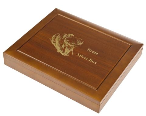 Hochwertige Holz Münzkassette Silber Koala
