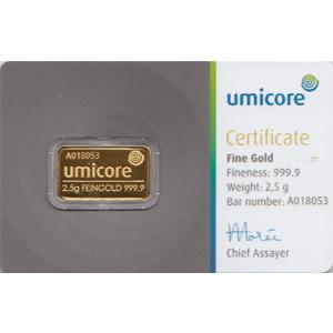 Goldbarren 2,5 Gramm Umicore