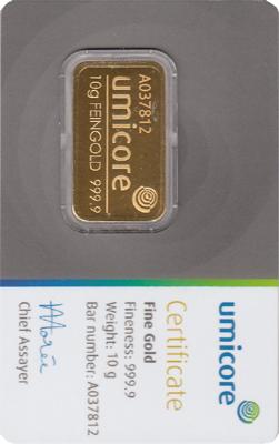 Goldbarren 10 Gramm Umicore
