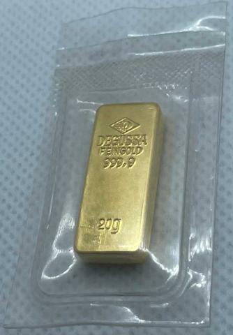 Goldbarren 20 Gramm Degussa Sargform