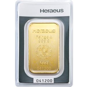 Goldbarren 50 Gramm Heraeus