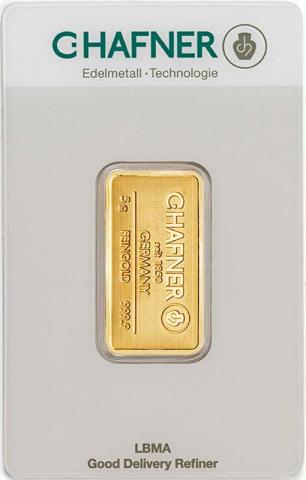 Goldbarren 5 Gramm Hafner Responsive & Fair