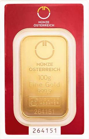 Goldbarren 100 Gramm Münze Österreich
