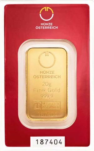 Goldbarren 20 Gramm Münze Österreich