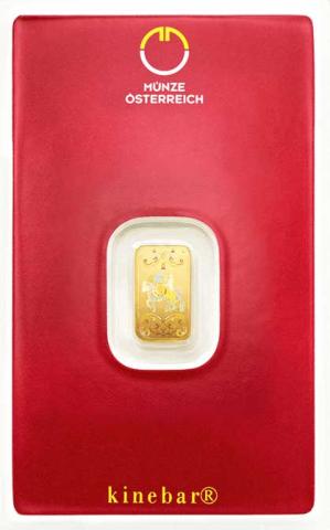 Goldbarren 1 Gramm Münze Österreich Lipizzaner