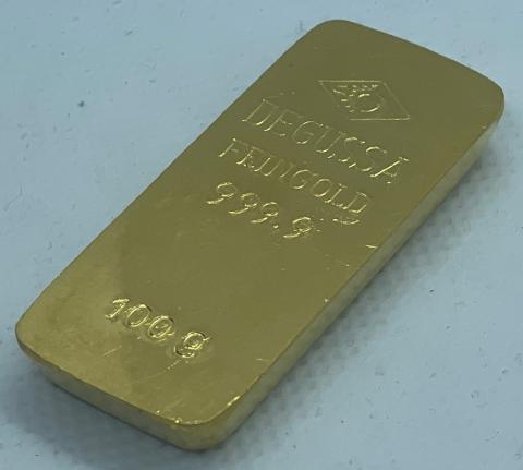 Goldbarren 100 Gramm Degussa Sargform