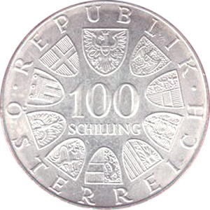 100 Schilling Silbermünzen Österreich 1974-1979