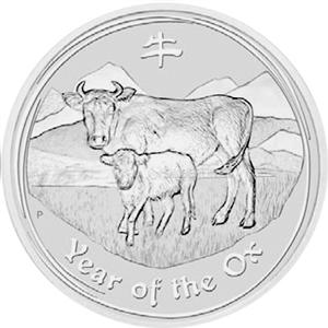 Lunar II Silbermünze Australien Ochse 2 Unzen 2009 Perth Mint
