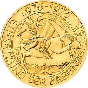 1000 Schilling Österreich Babenberger Goldmünze 1976