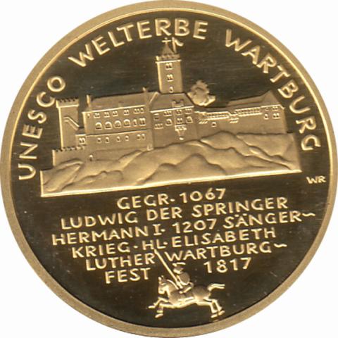 100 Euro Goldmünze 2011 UNESCO Weltkulturerbe Stadt Wartburg
