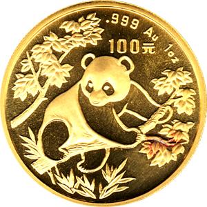 China Panda 1 Unze 1992 Goldpanda 100 Yuan