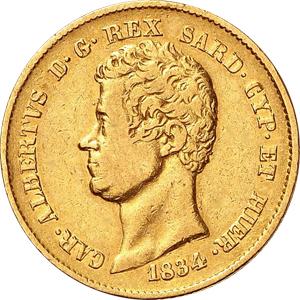 Italien 20 Lire Carl Albert 1831-1849