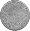 Altdeutschland Württemberg 6 Kreuzer Wilhelm 1845